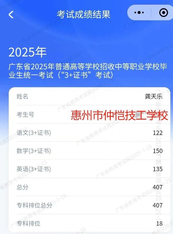 惠州市仲恺技工学校2025年“3+证书”高职高考再创佳绩贺新春