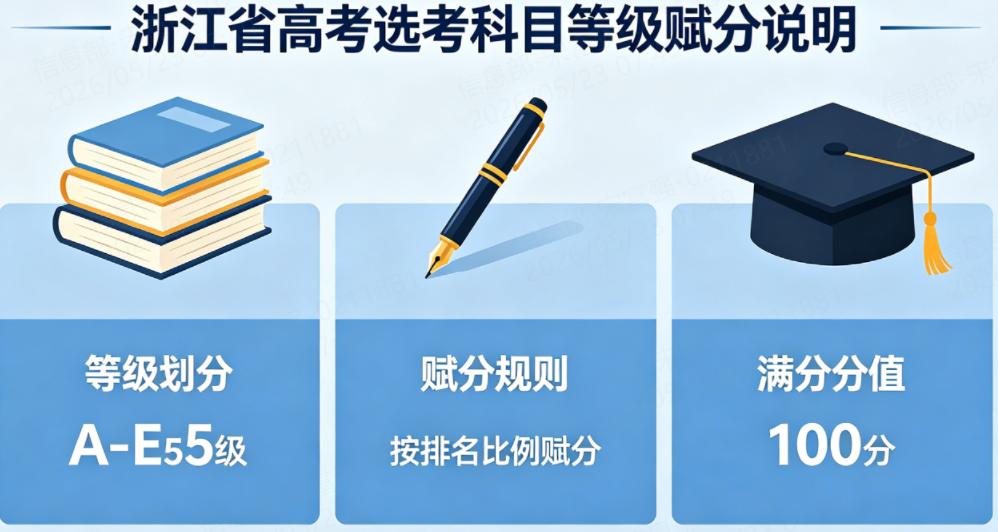 2026 年浙江省高考选考科目等级赋分对照表(五等20级)