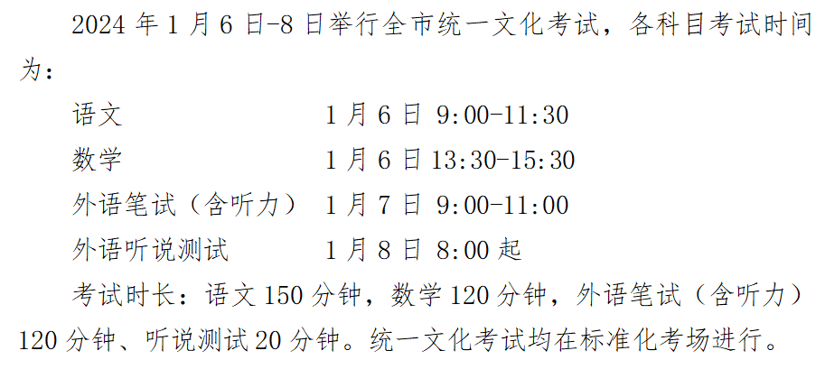 2024上海春考考试科目有哪些